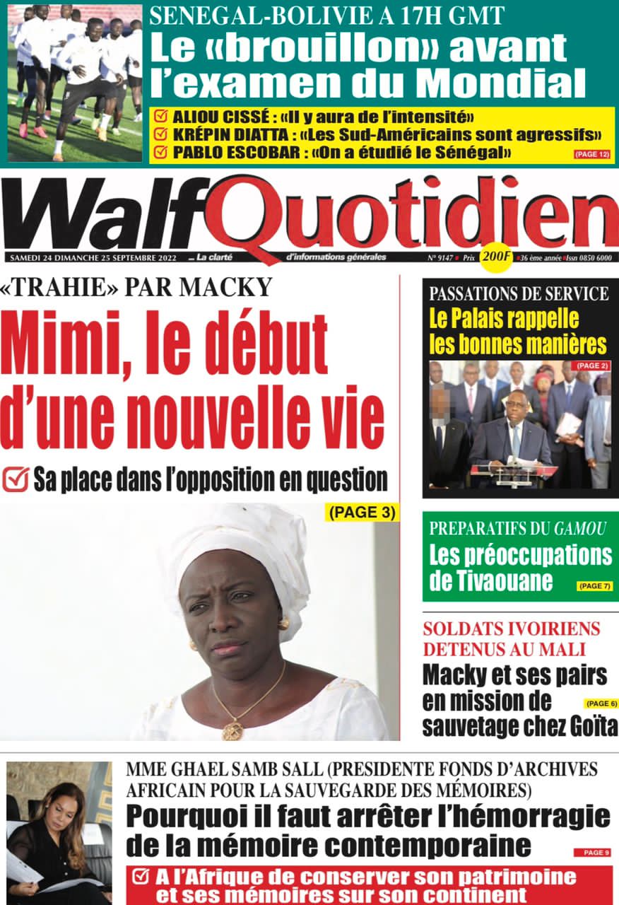 You are currently viewing Une des journaux du samedi 24 septembre 2022