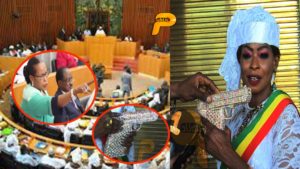 Lire la suite à propos de l’article Assemblée Nationale: Coura Macky fait la star avec son sac en forme de pistolet…