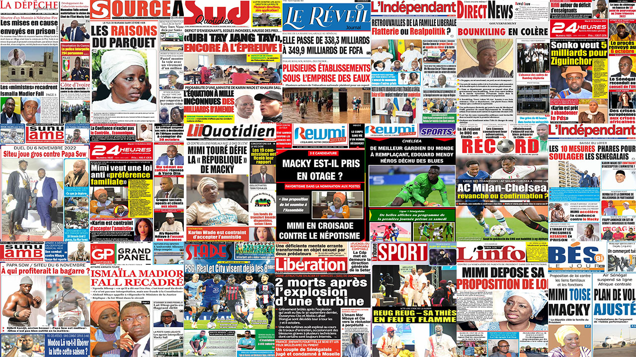 You are currently viewing Revue de presse (Wolof) PublicSN du samedi 15 octobre 2022 – Par Falil Gadio (Audio)