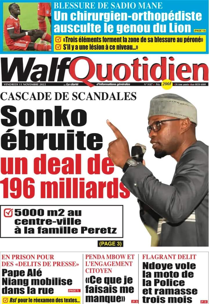 You are currently viewing Une des journaux du vendredi 11 Novembre 2022