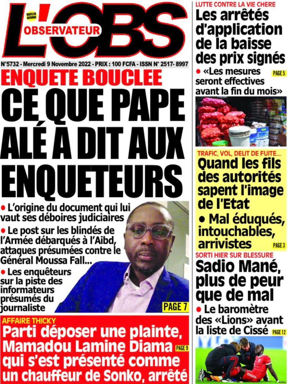 You are currently viewing Une des journaux du mercredi 09 novembre 2022