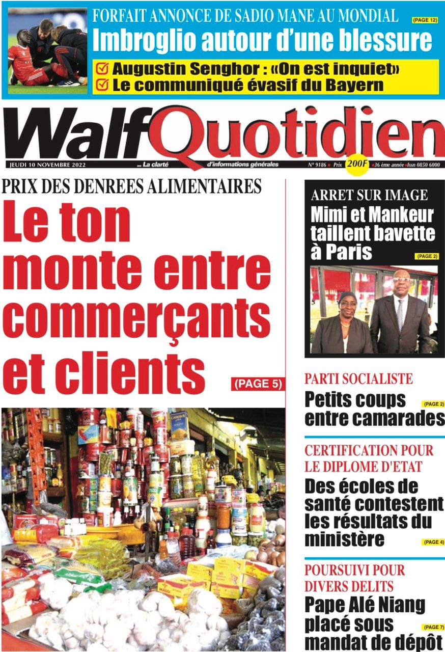 You are currently viewing Une des journaux du jeudi 10 novembre 2022