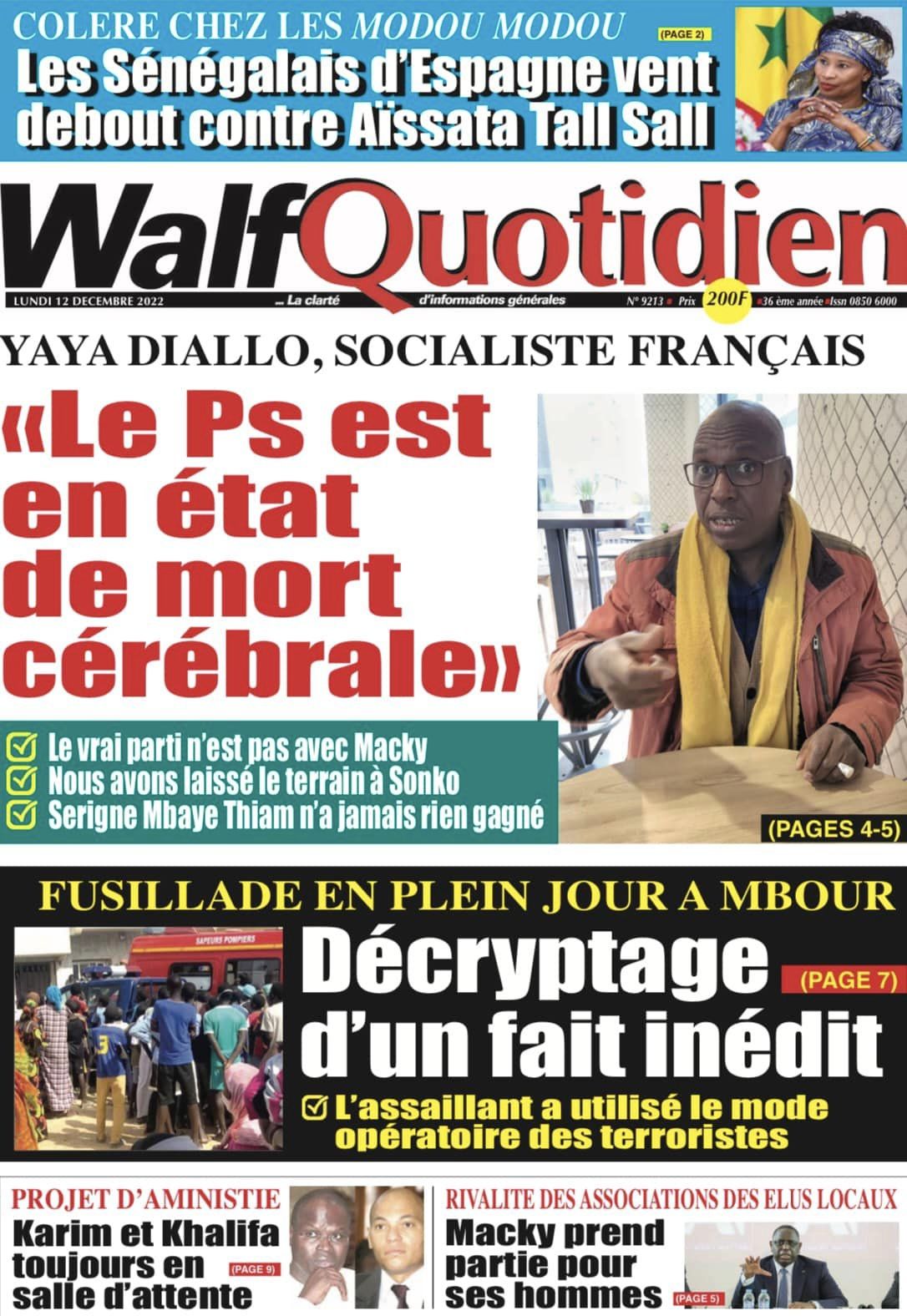 You are currently viewing Une des journaux du lundi 12 décembre 2022