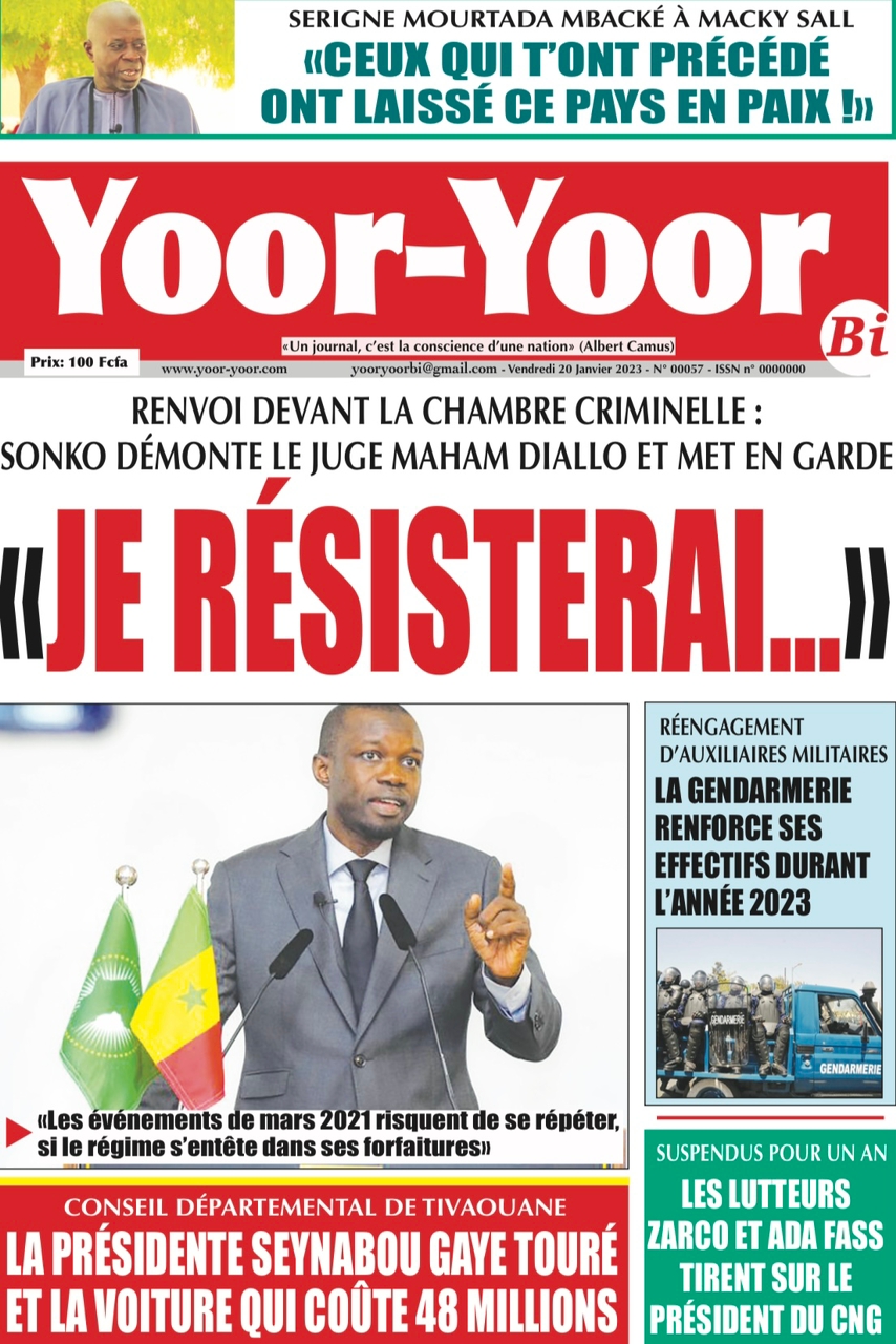 You are currently viewing Une des journaux du vendredi 20 janvier 2023