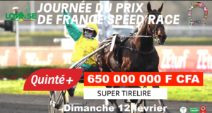 Lire la suite à propos de l’article Prix de France Speed Race (12 Février 2023) :  une cagnotte Quinté+ de 650 000 000 F CFA, la Lonase gâte les parieurs (Vidéo)