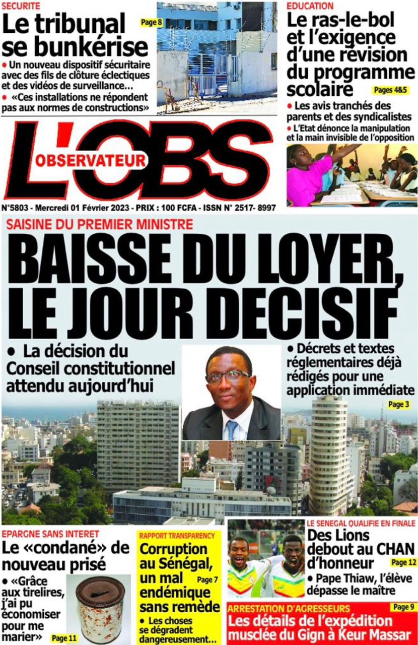 You are currently viewing Une des journaux du mercredi 1er février 2023