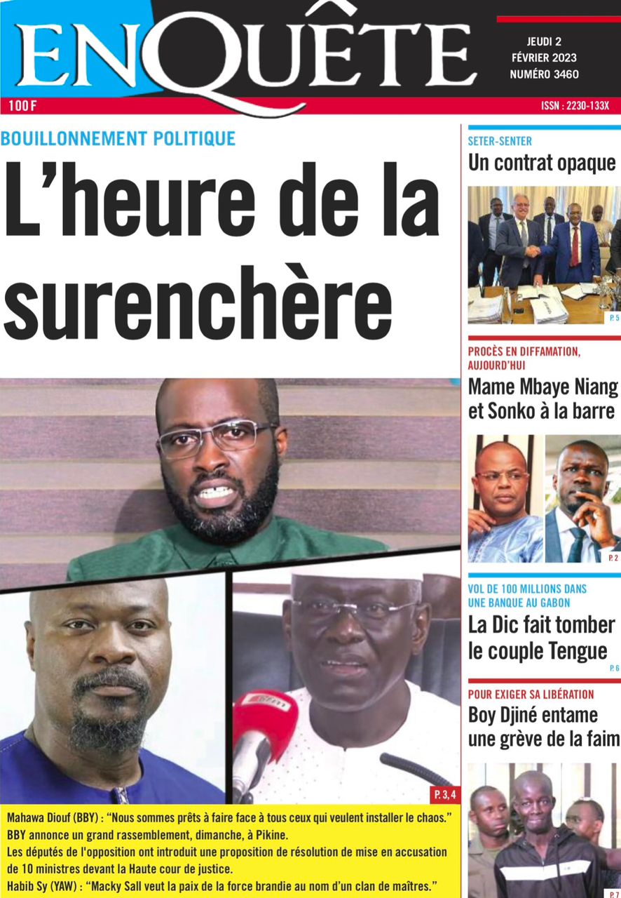 You are currently viewing Une des journaux du jeudi 02 février 2023