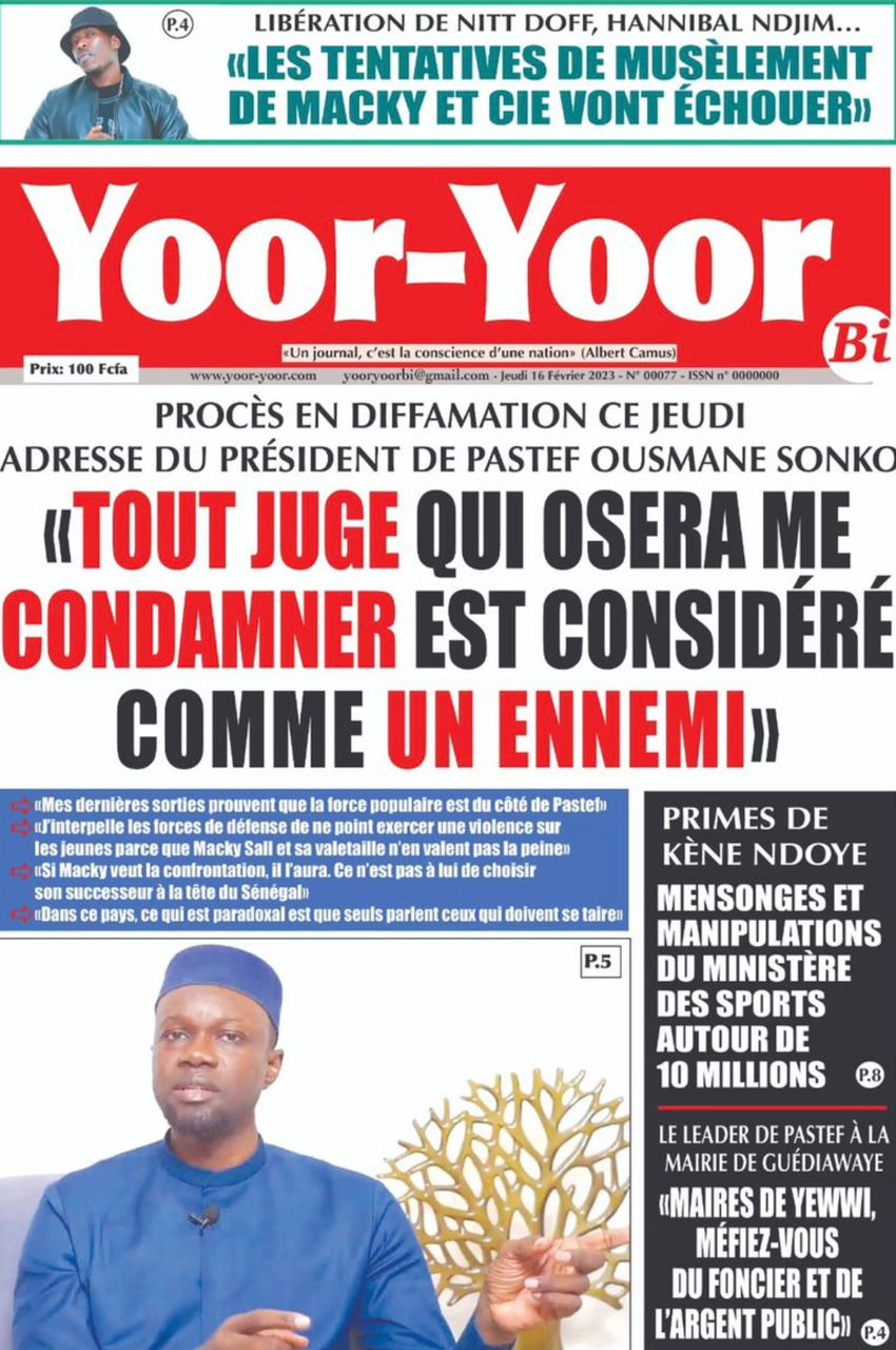 You are currently viewing Une des journaux du jeudi 16 février 2023