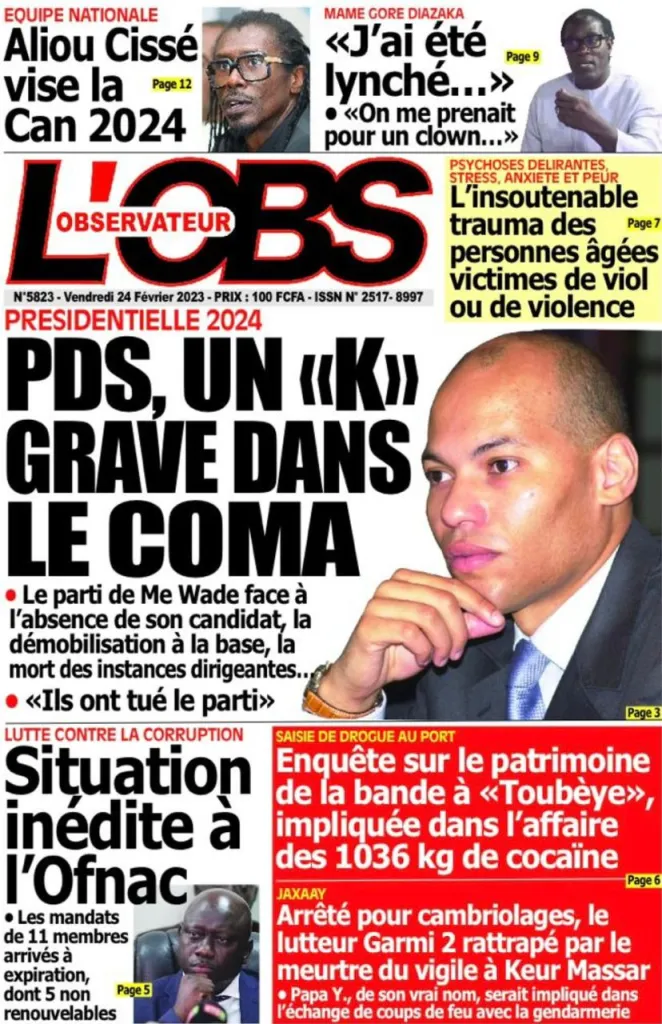 You are currently viewing Unes de Nos Quotidiens Nationaux,Ce Vendredi 24 février 2023