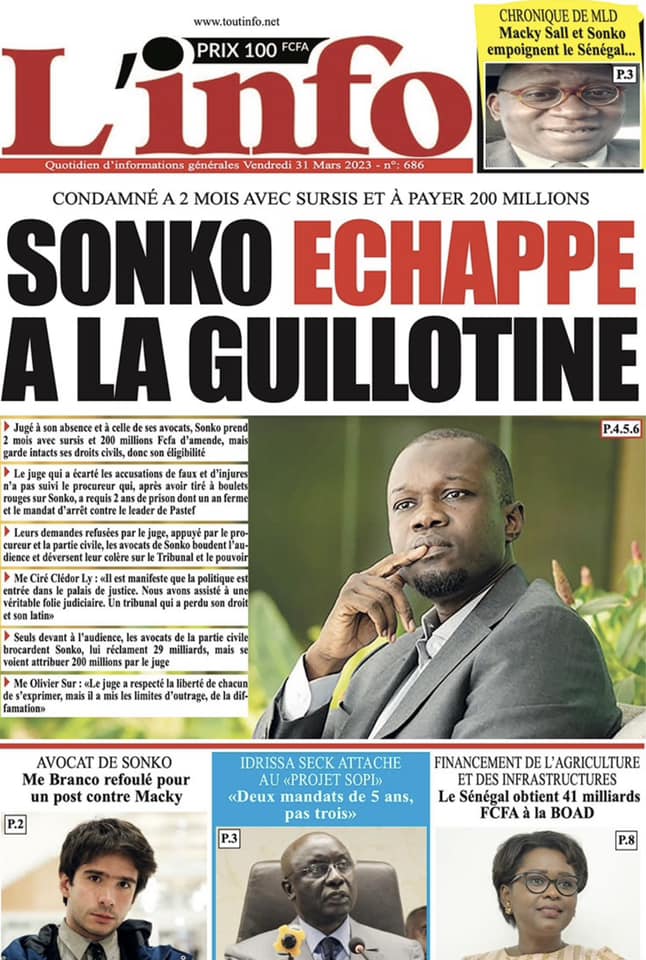 You are currently viewing Une des journaux du vendredi 31 mars 2023