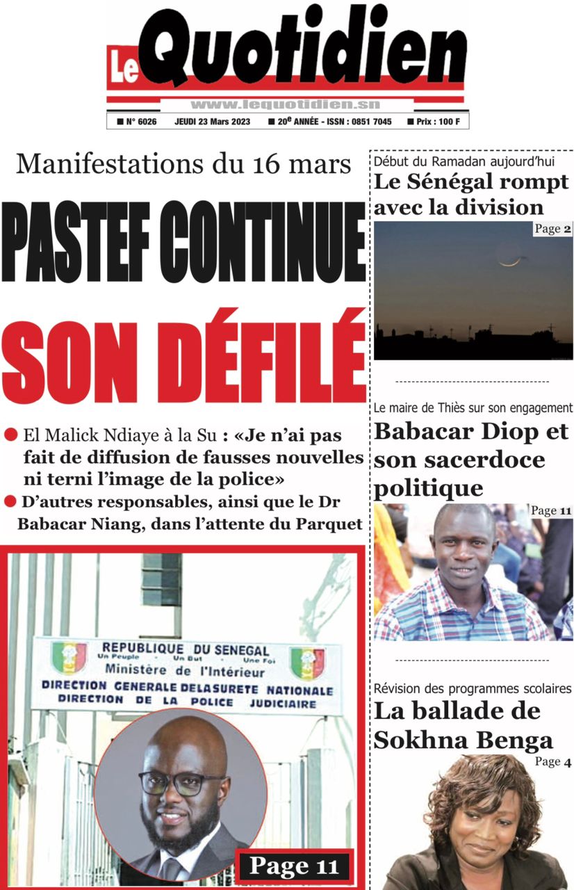 You are currently viewing Une des journaux du jeudi 23 mars 2023