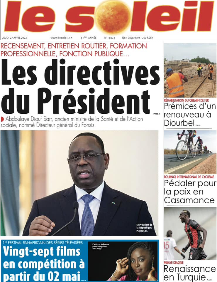 You are currently viewing Une des journaux du jeudi 27 avril 2023