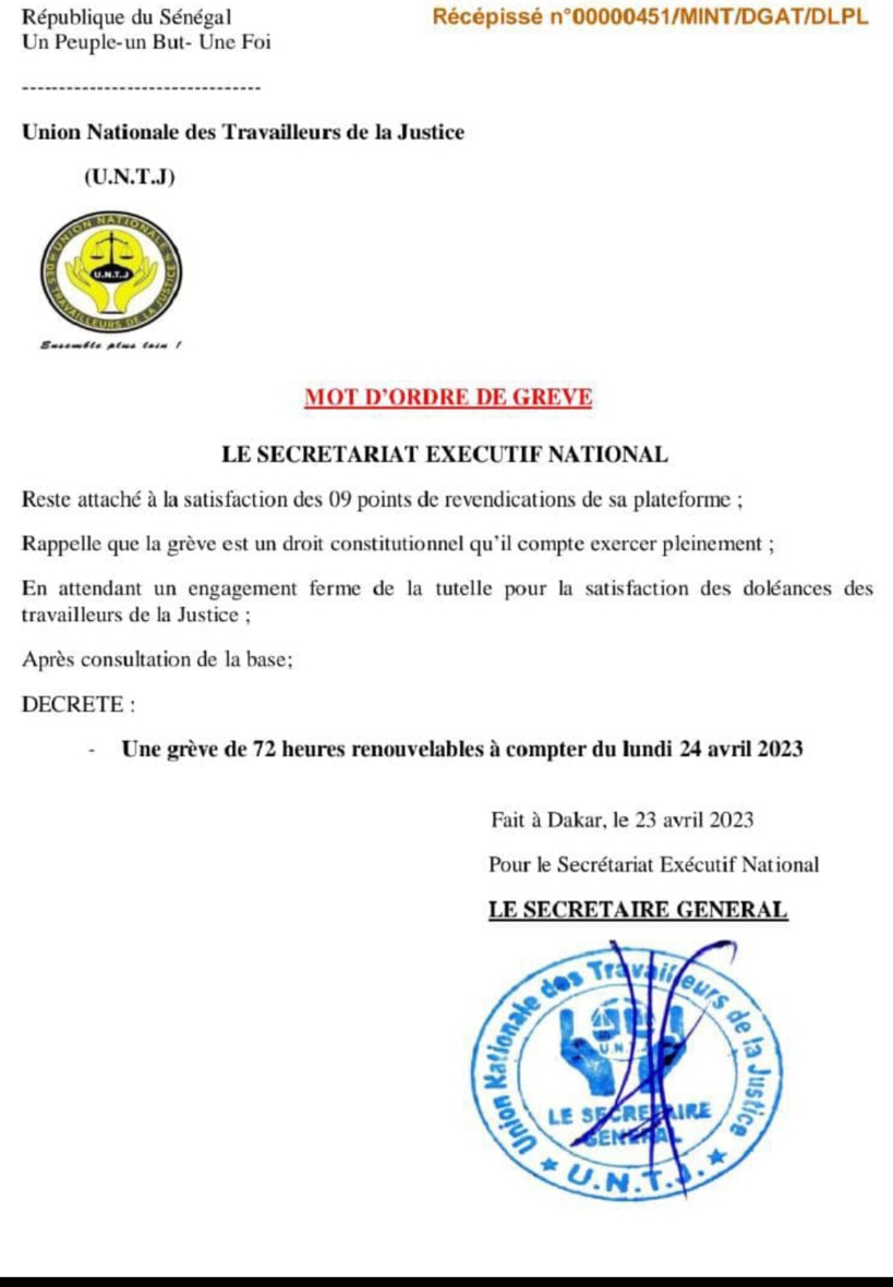 You are currently viewing Les travailleurs de la justice décrètent une grève de 72 heures renouvelables à compter ce lundi
