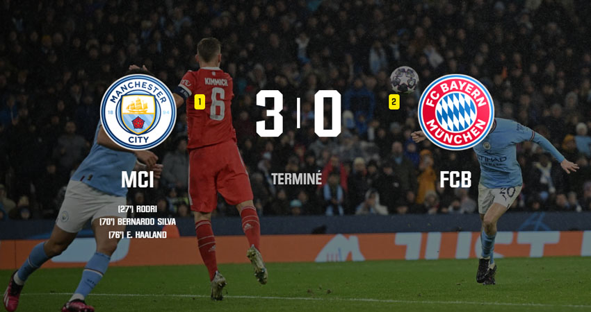 You are currently viewing Manchester City-Bayern Munich: les Skyblues frappent fort et foncent vers les demi-finales