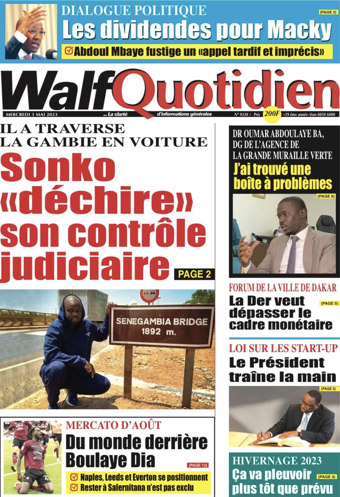 You are currently viewing Une des journaux du mercredi 03 mai 2023