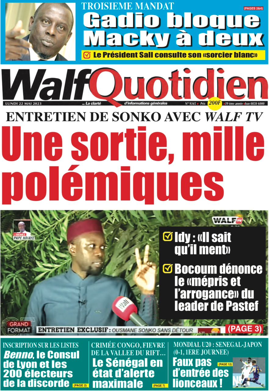 You are currently viewing Une des journaux du lundi 22 mai 2023