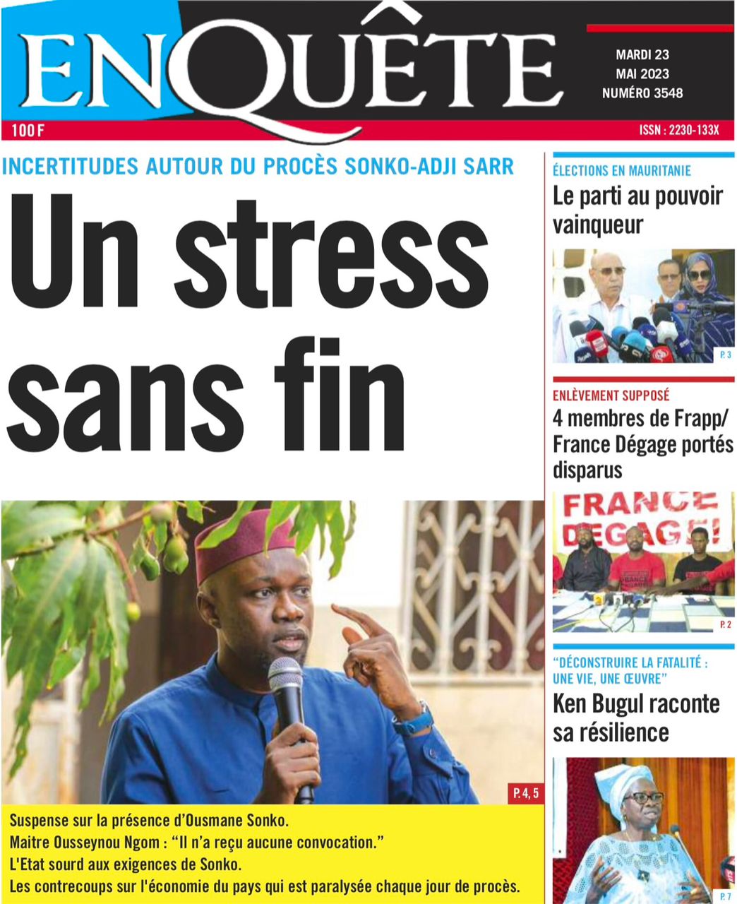 You are currently viewing Une des journaux du mardi 23 mai 2023