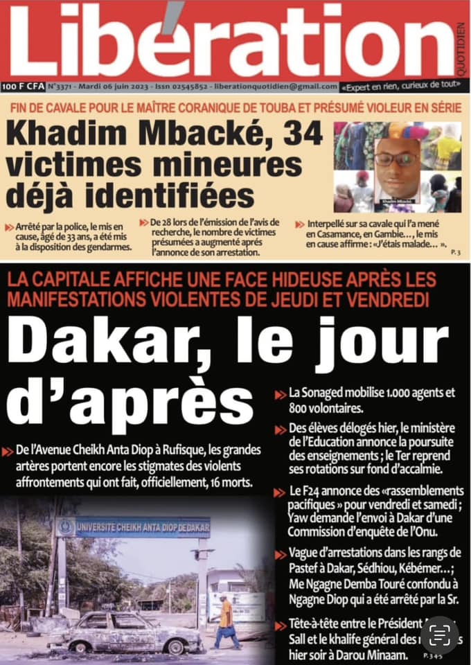 You are currently viewing Une des journaux du mardi 06 juin 2023