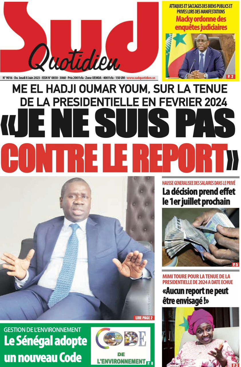 You are currently viewing Une des journaux du jeudi 08 juin 2023