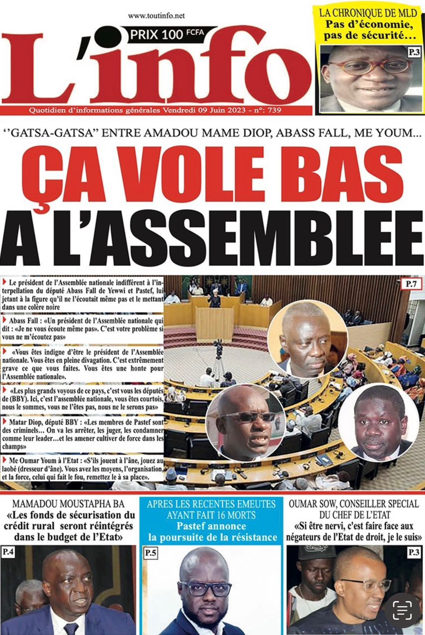 You are currently viewing Une des journaux du vendredi 09 juin 2023