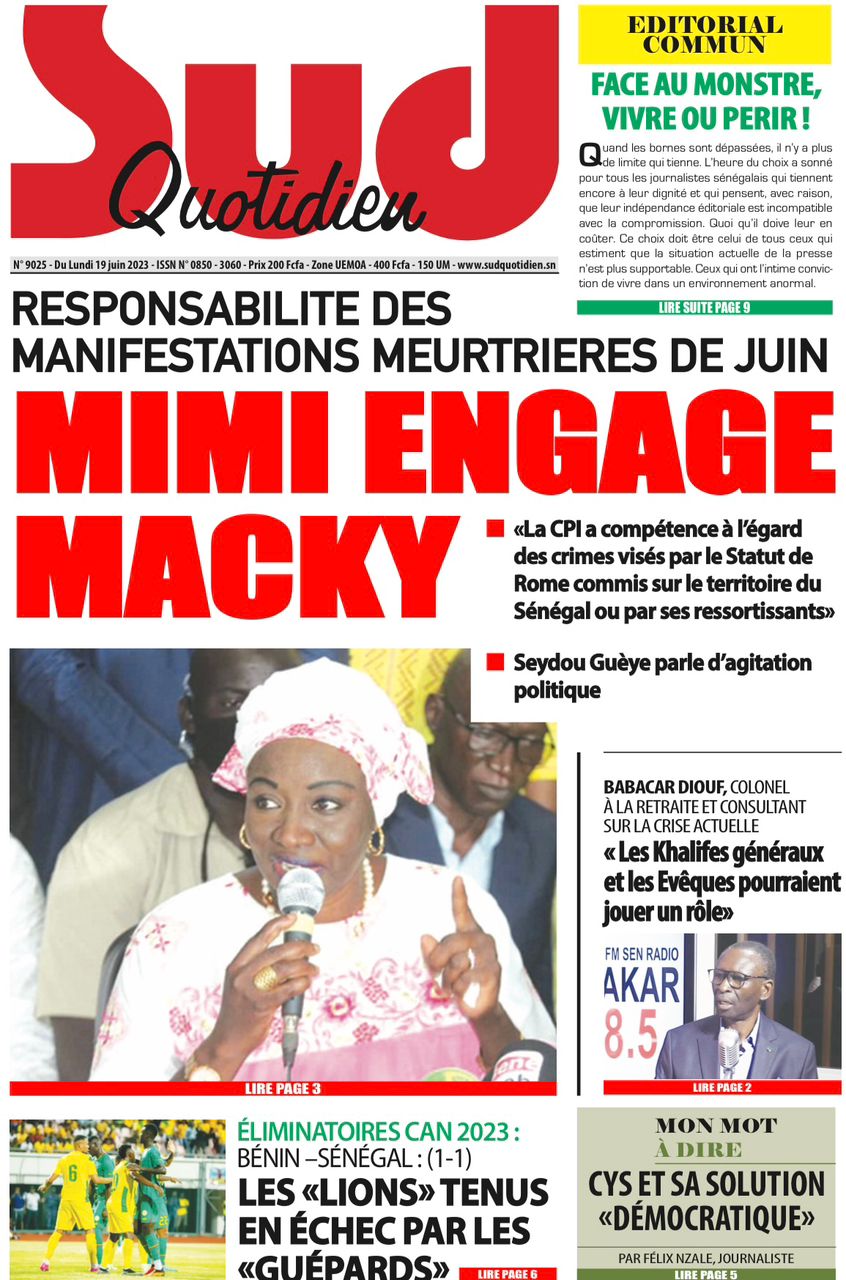 You are currently viewing Une des journaux du lundi 19 juin 2023