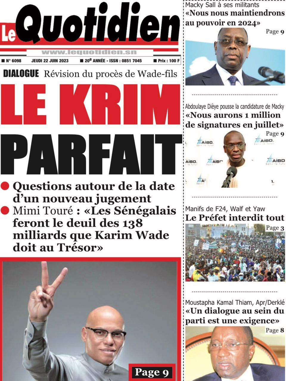You are currently viewing Une des journaux du jeudi 22 juin 2023