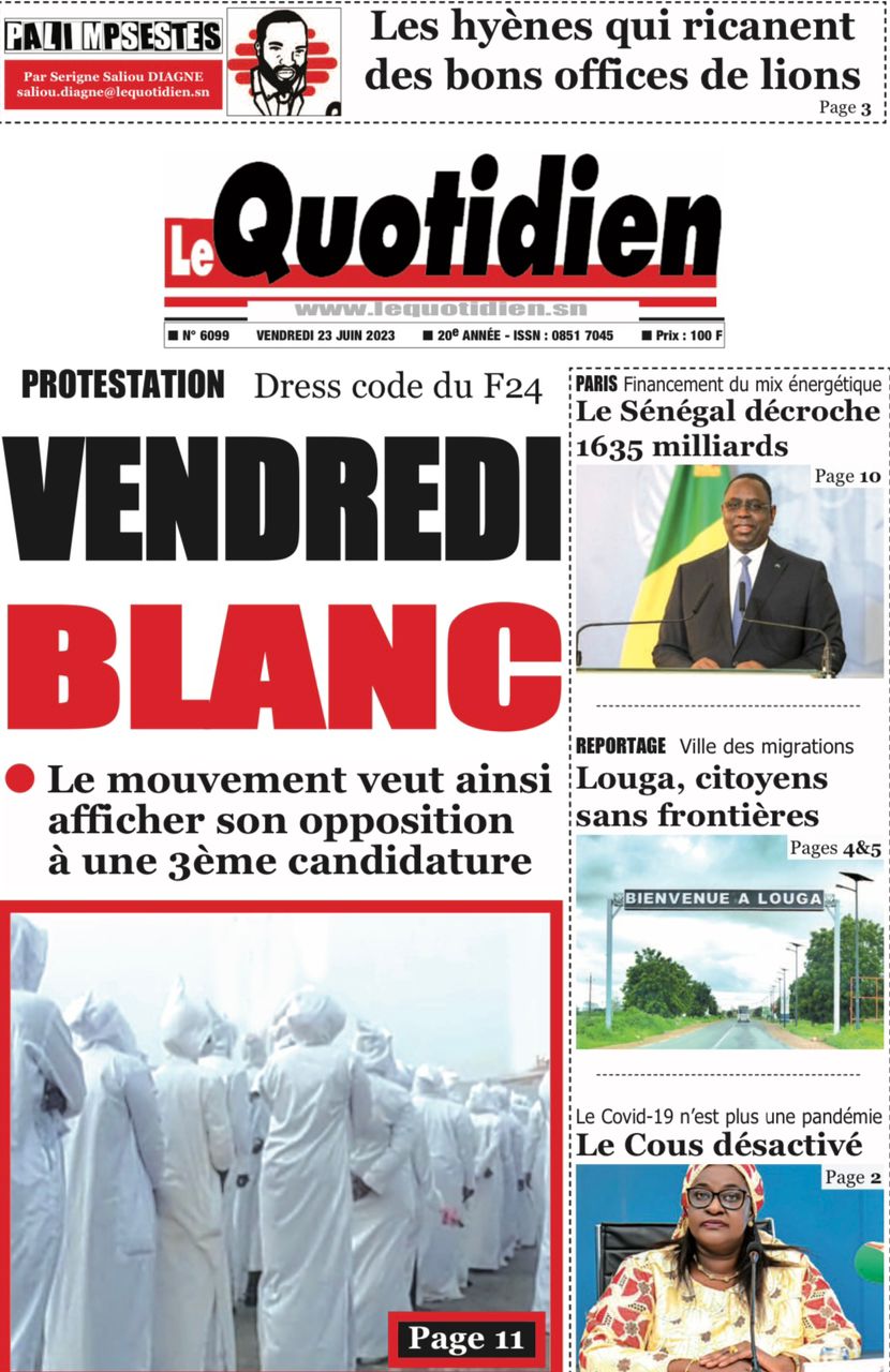 You are currently viewing Une des journaux du vendredi 23 juin 2023