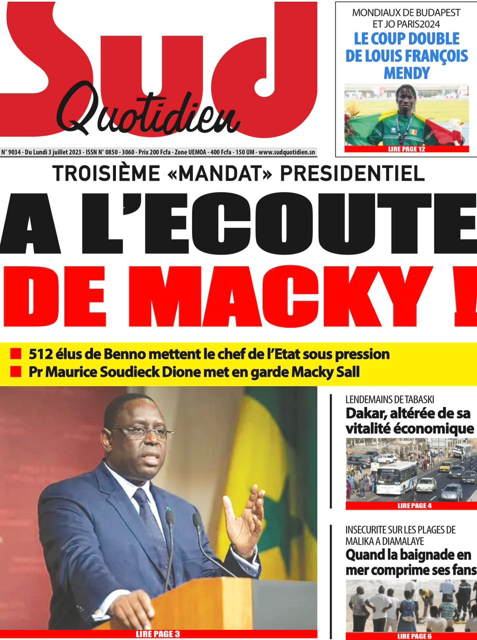 You are currently viewing Une des journaux du lundi 03 juillet 2023