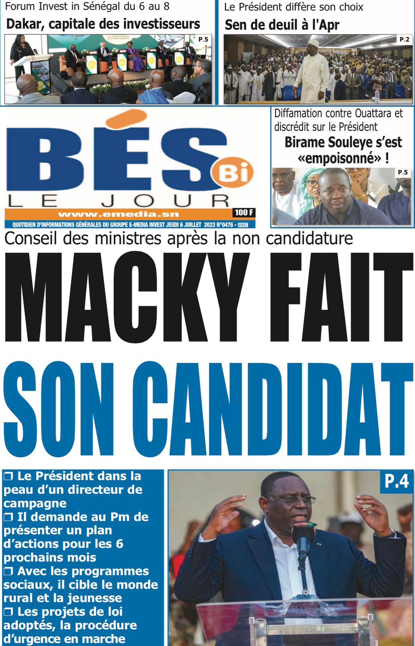 You are currently viewing Une des journaux du jeudi 06 juillet 2023