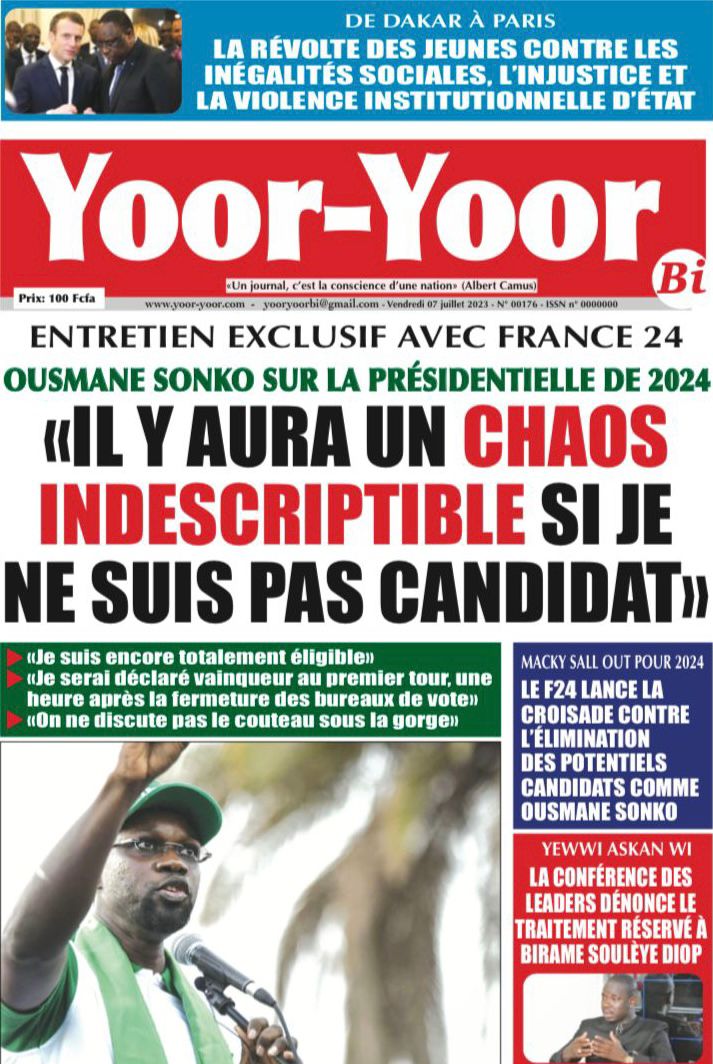 You are currently viewing Une des journaux du vendredi 07 Juillet 2023