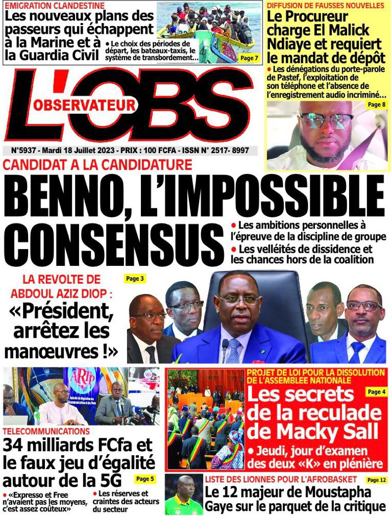 You are currently viewing UNES DE NOS QUOTIDIENS NATIONAUX,CE MARDI 18 JUILLET 2023