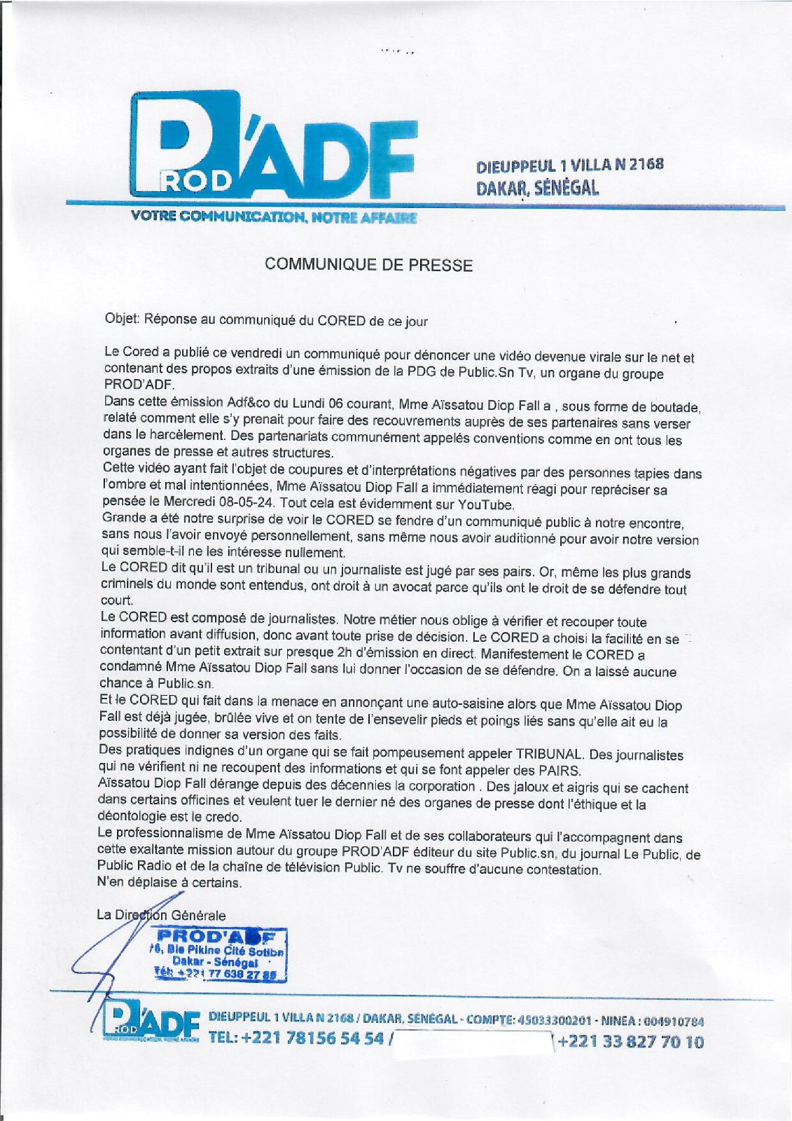 Lire la suite à propos de l’article Aissatou Diop Fall : Réponse au communiqué du CORED de ce jour.