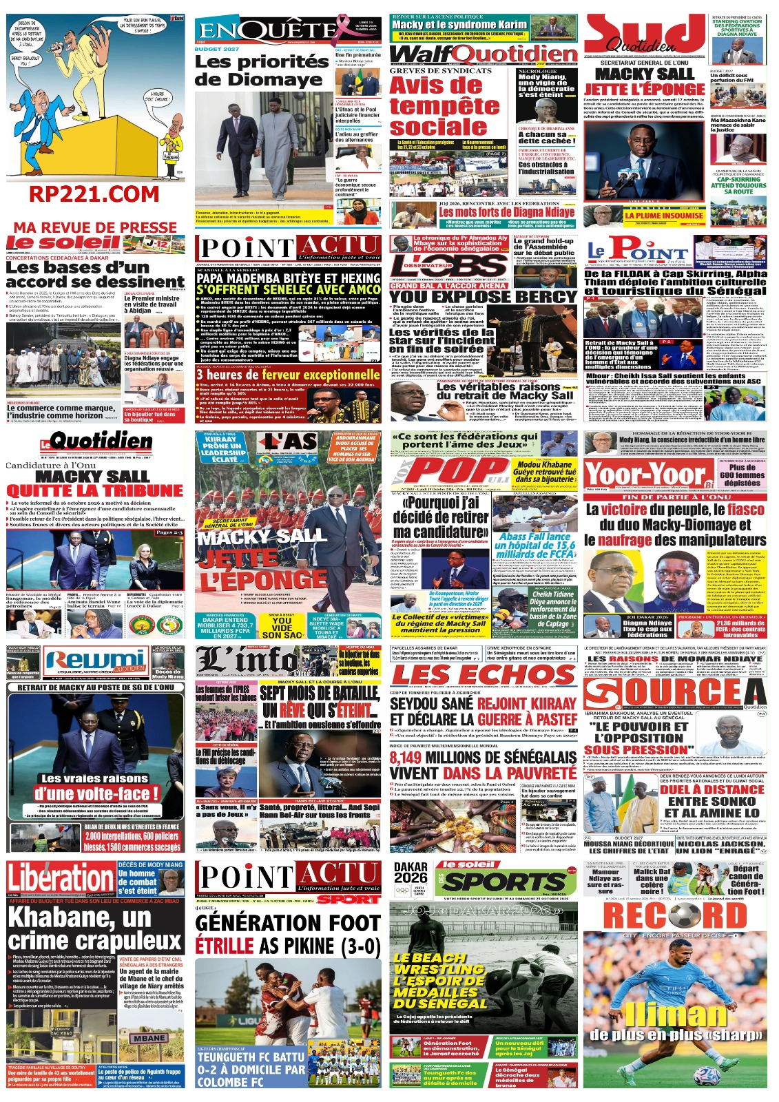 You are currently viewing Macky Sall à l’ONU, grèves annoncées : les quotidiens entre diplomatie et tensions sociales