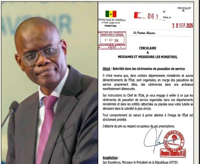 You are currently viewing Sénégal : le Premier ministre veut des passations de service plus sobres dans l’administration